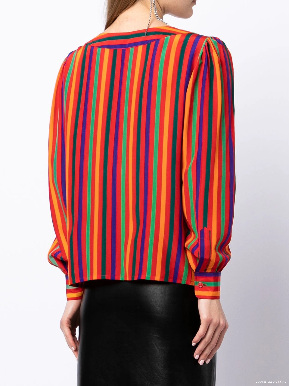 Affordable silk Versace striped blouse Women 0417